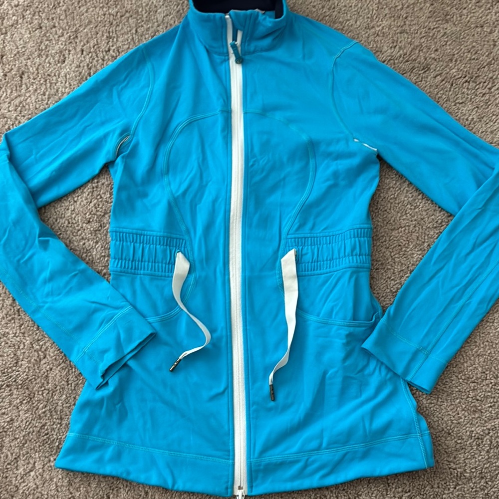 Lululemon turquoise blue drawstring waist Yohari long jacket